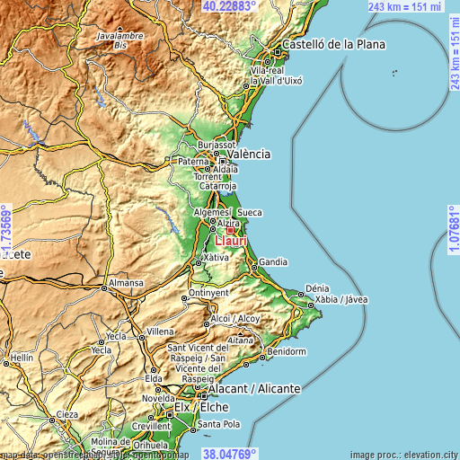 Topographic map of Llaurí