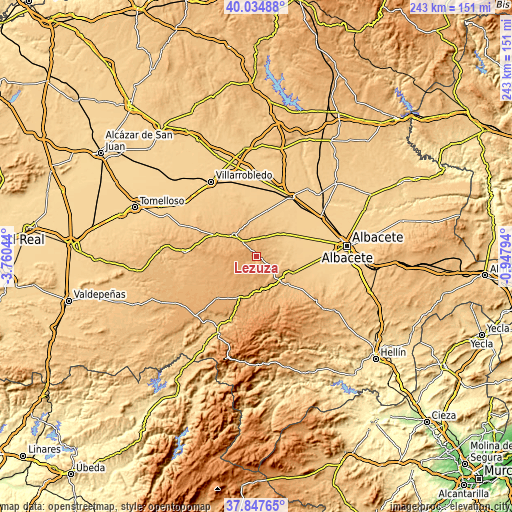 Topographic map of Lezuza
