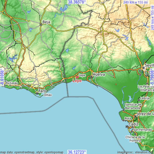 Topographic map of Lepe