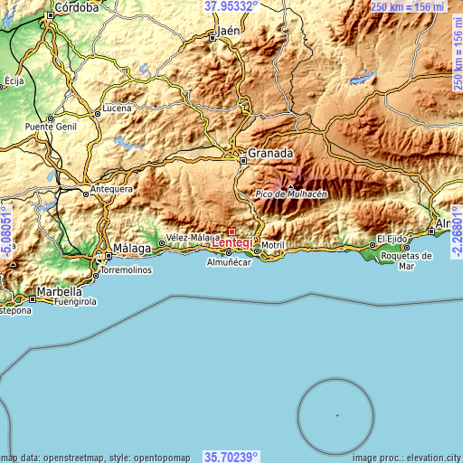 Topographic map of Lentegí