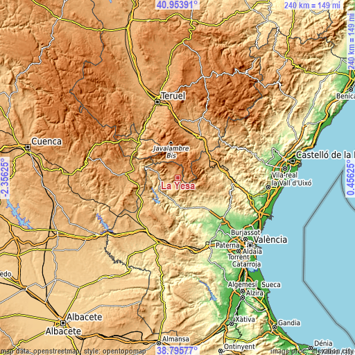 Topographic map of La Yesa