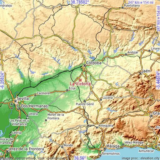 Topographic map of La Victoria