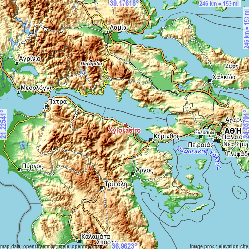 Topographic map of Xylókastro