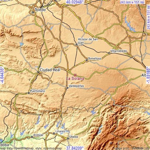 Topographic map of La Solana