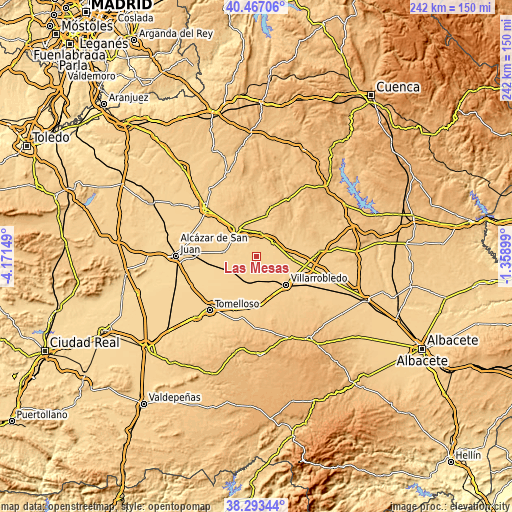 Topographic map of Las Mesas