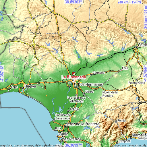 Topographic map of La Rinconada