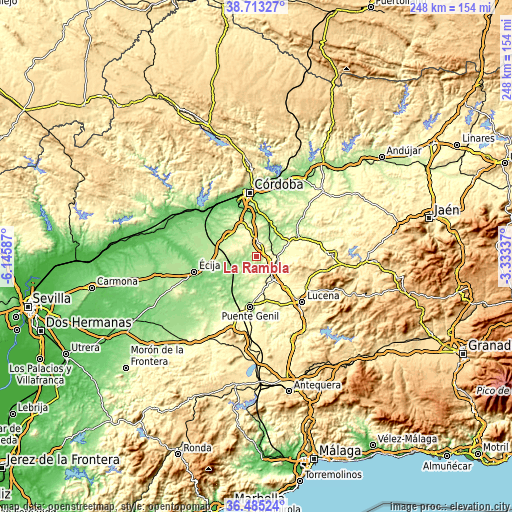 Topographic map of La Rambla