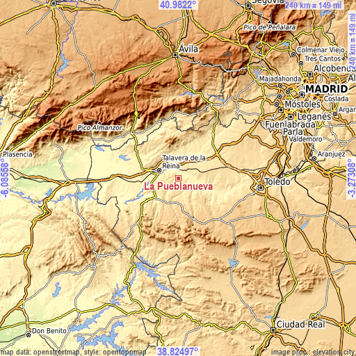 Topographic map of La Pueblanueva