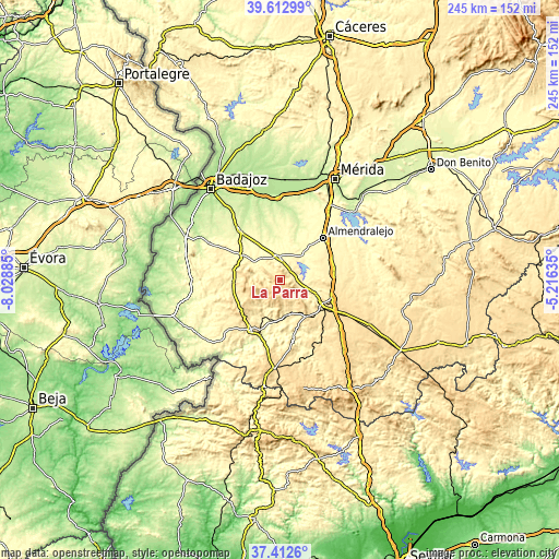 Topographic map of La Parra