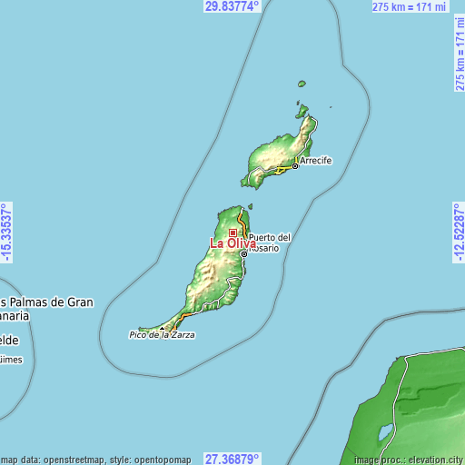 Topographic map of La Oliva