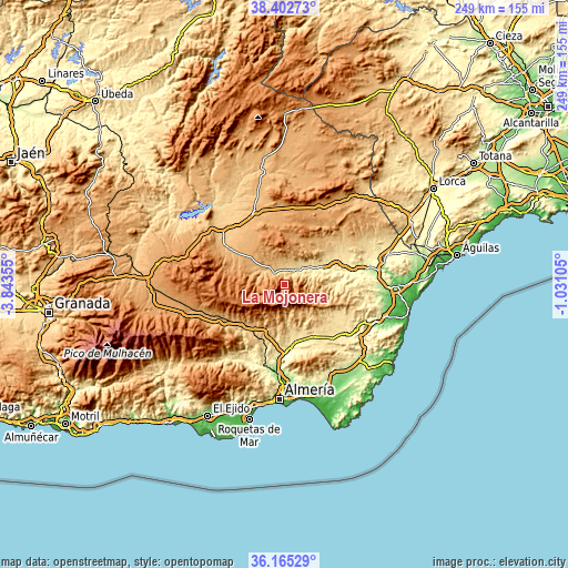 Topographic map of La Mojonera