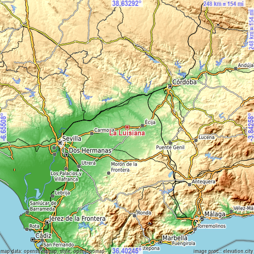 Topographic map of La Luisiana