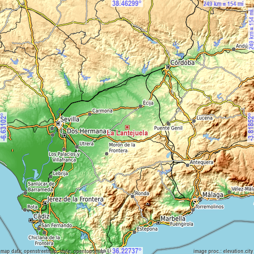 Topographic map of La Lantejuela