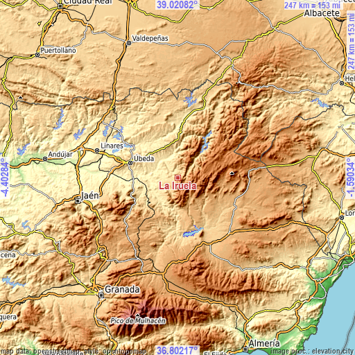 Topographic map of La Iruela
