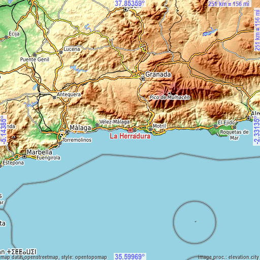 Topographic map of La Herradura