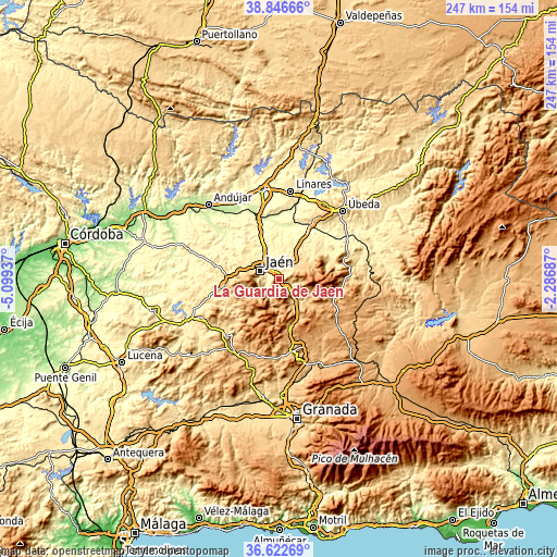 Topographic map of La Guardia de Jaén