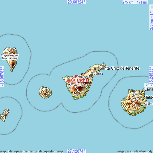 Topographic map of La Guancha