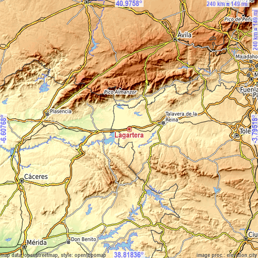 Topographic map of Lagartera