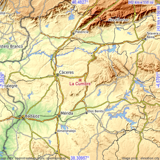 Topographic map of La Cumbre