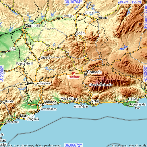 Topographic map of Láchar