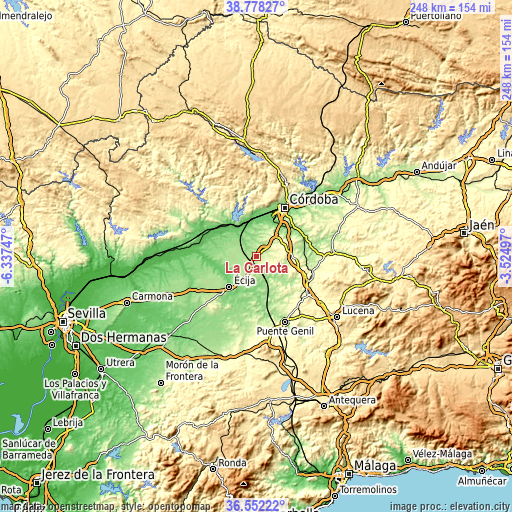 Topographic map of La Carlota