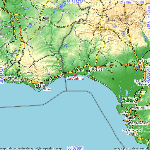 Topographic map of La Antilla
