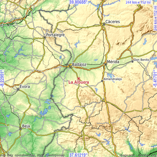 Topographic map of La Albuera