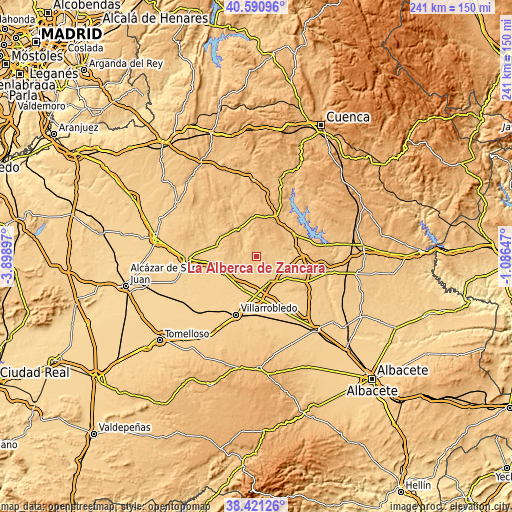 Topographic map of La Alberca de Záncara