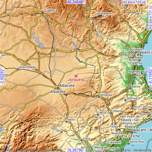 Topographic map of Jorquera