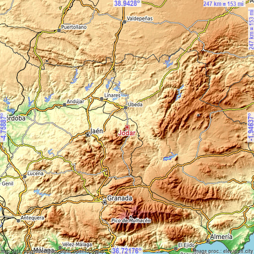 Topographic map of Jódar