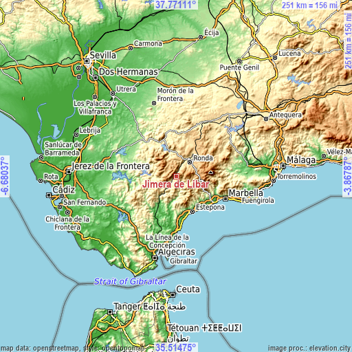Topographic map of Jimera de Líbar