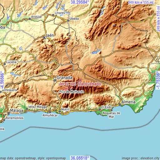 Topographic map of Jérez del Marquesado