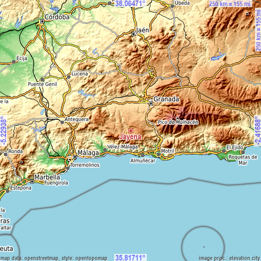 Topographic map of Jayena