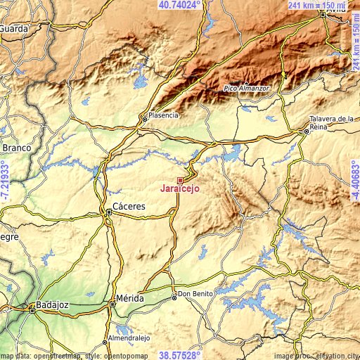 Topographic map of Jaraicejo