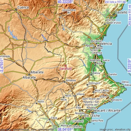 Topographic map of Jarafuel