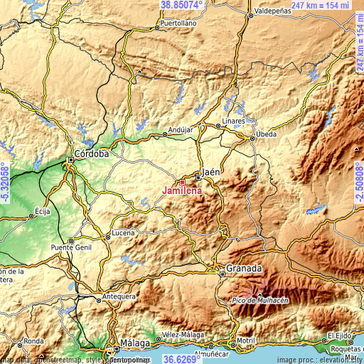 Topographic map of Jamilena