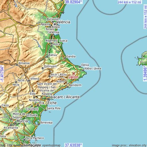 Topographic map of Jalón