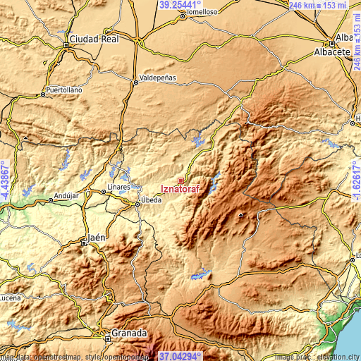 Topographic map of Iznatoraf