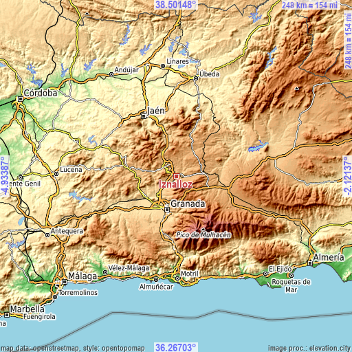 Topographic map of Iznalloz