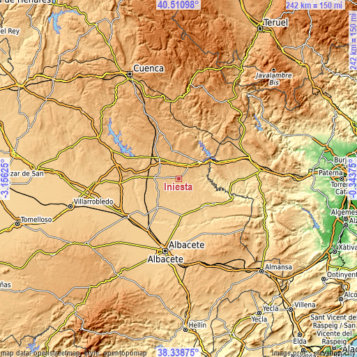 Topographic map of Iniesta