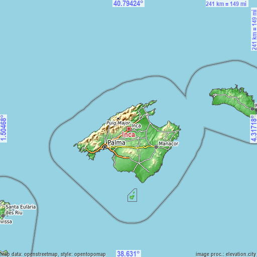 Topographic map of Inca