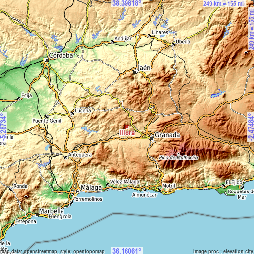 Topographic map of Illora