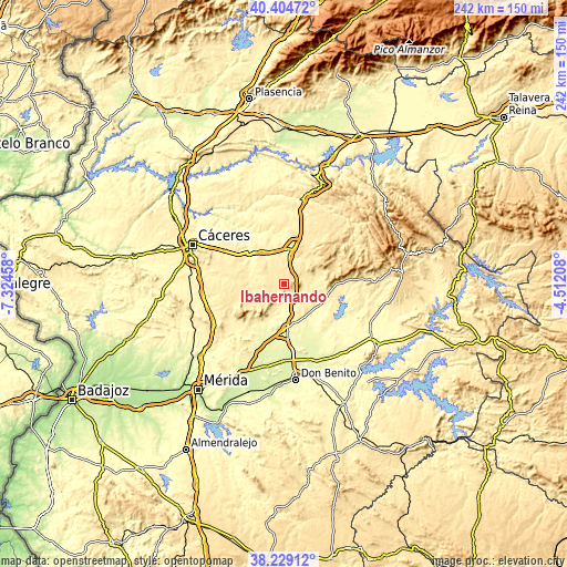 Topographic map of Ibahernando