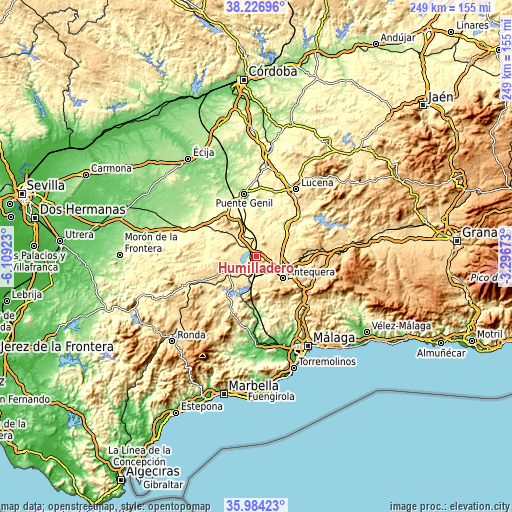 Topographic map of Humilladero