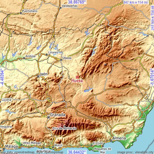 Topographic map of Huesa