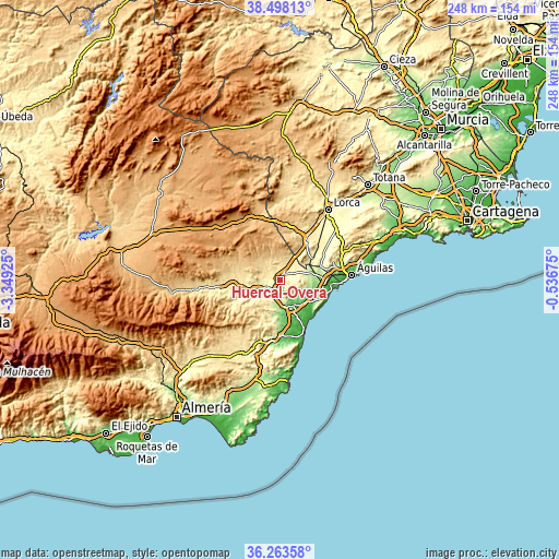Topographic map of Huércal-Overa