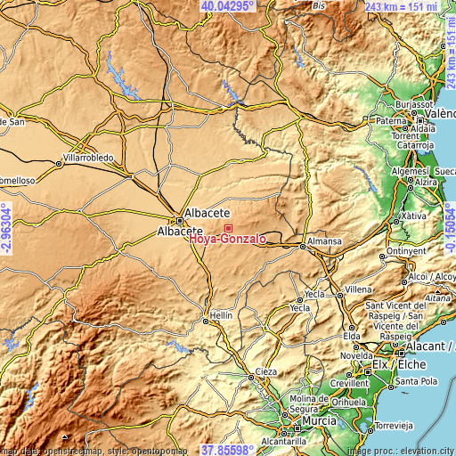Topographic map of Hoya-Gonzalo
