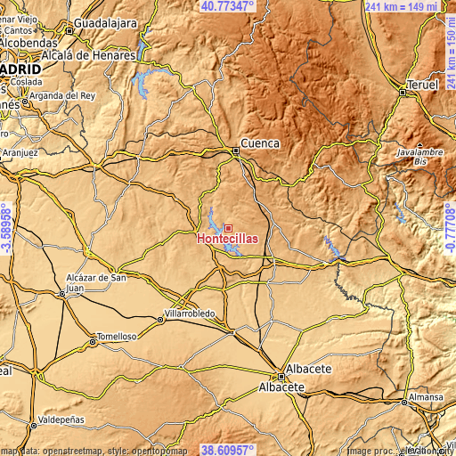 Topographic map of Hontecillas