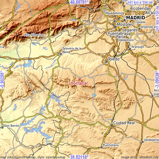 Topographic map of Hontanar