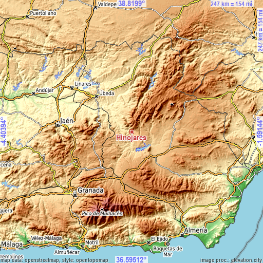 Topographic map of Hinojares